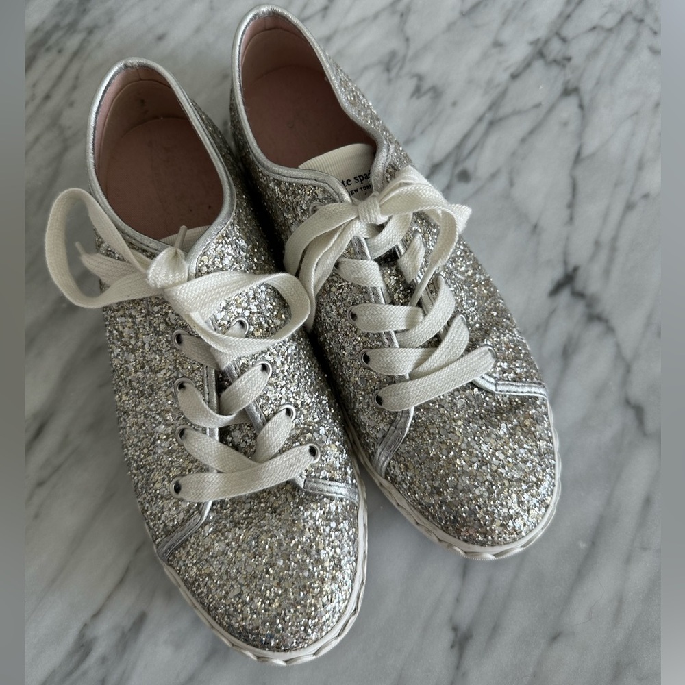 Kate Spade Vale Sneaker in Silver Glitter Sparkle